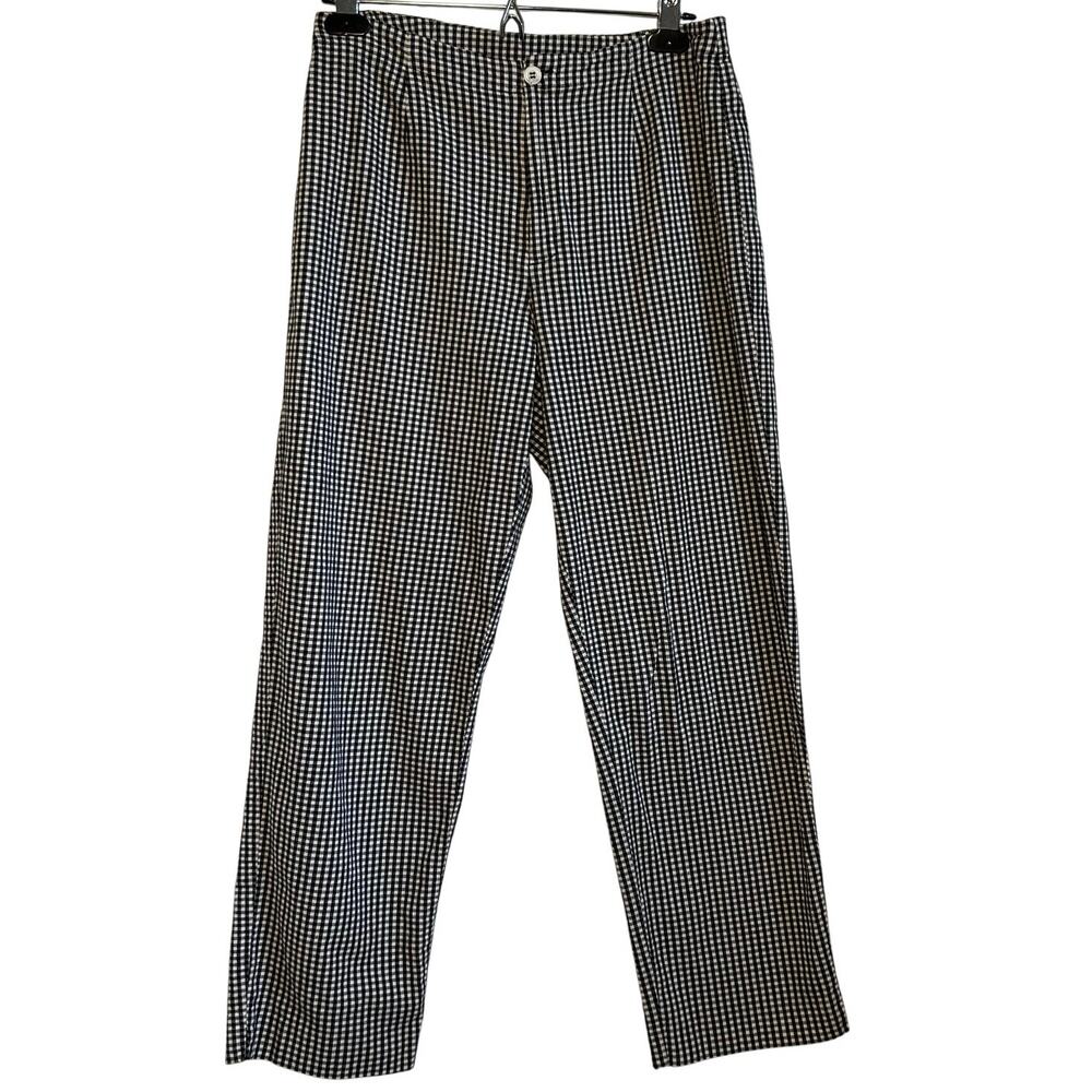 VTG 90s David Brooks Gingham Pants 8 29 Black White Retro Plaid Cigarette Slacks